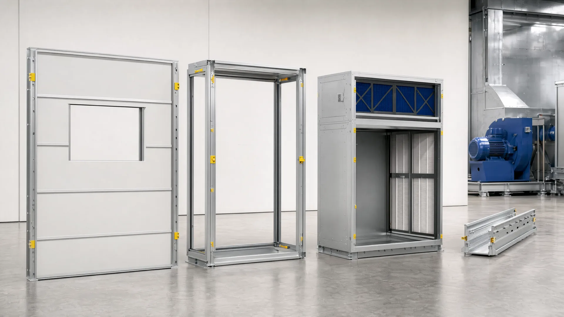 Representative panels frames plenums and connections made as one modular set